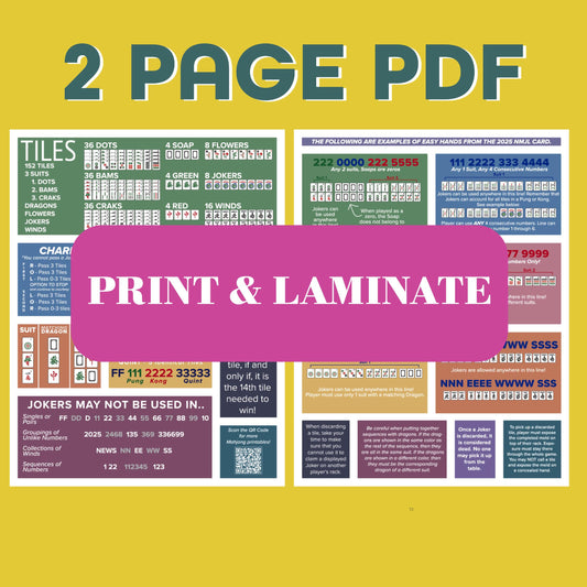 American Mahjong Cheat Sheet Instant Download
