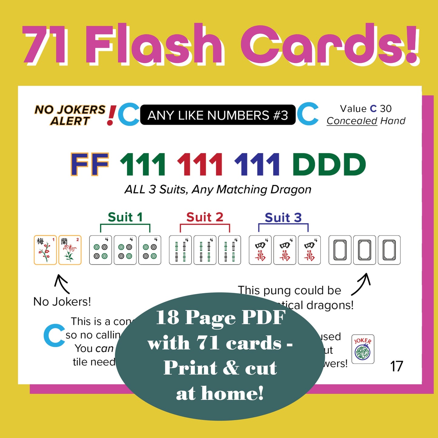 2025 Mahjong Flash Cards - Every Line Explained!