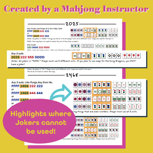 American Mahjong Cheat Sheet Joker Placement