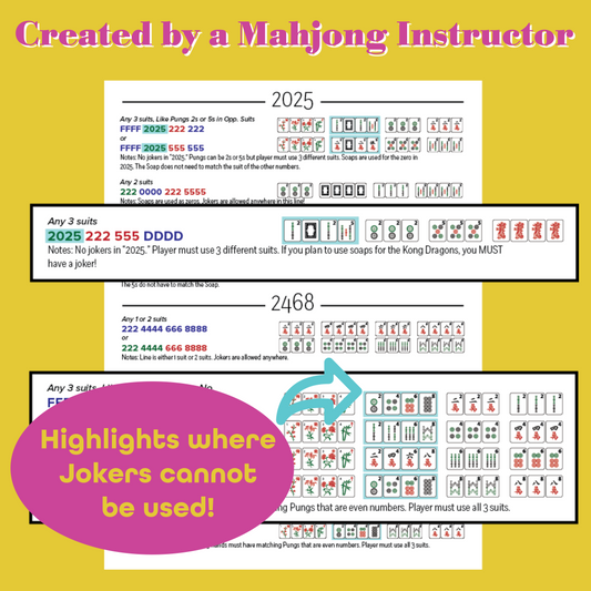 2025 Complete Mahjong Card Guide - Print at Home!