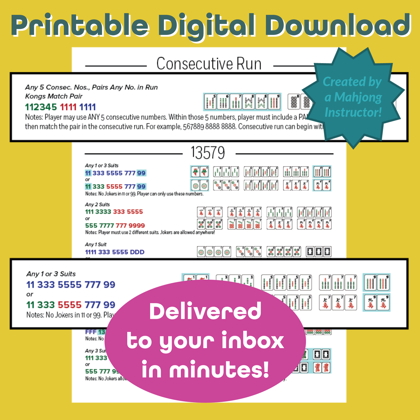 2025 Complete Mahjong Card Guide - Print at Home!