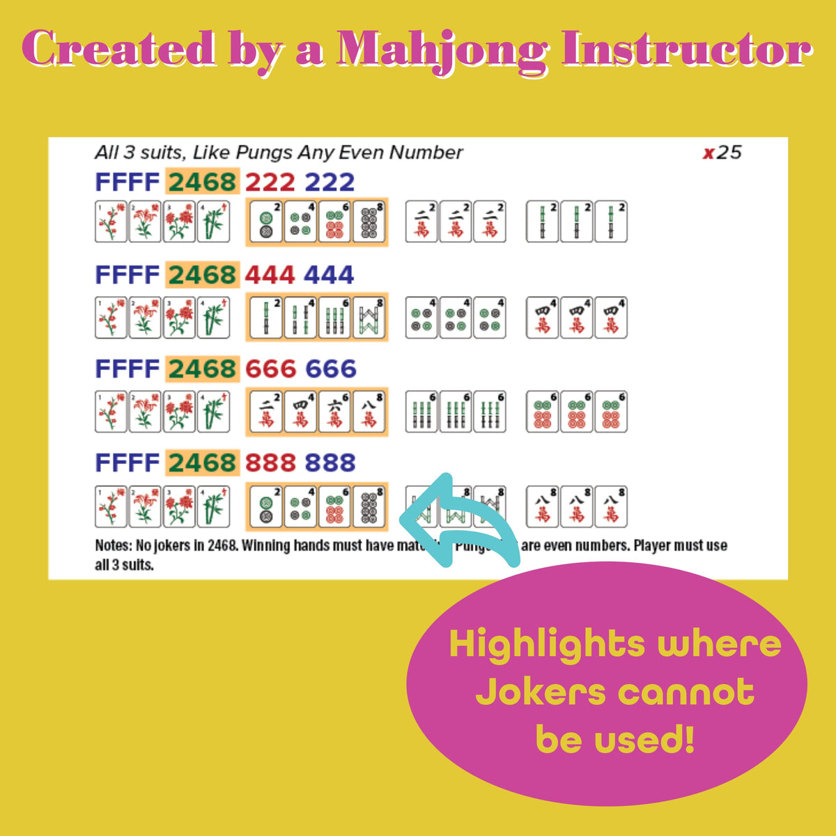 2025 Mahjong Card Guide LARGE print version! NMJL Cheat Sheet for Begi ...