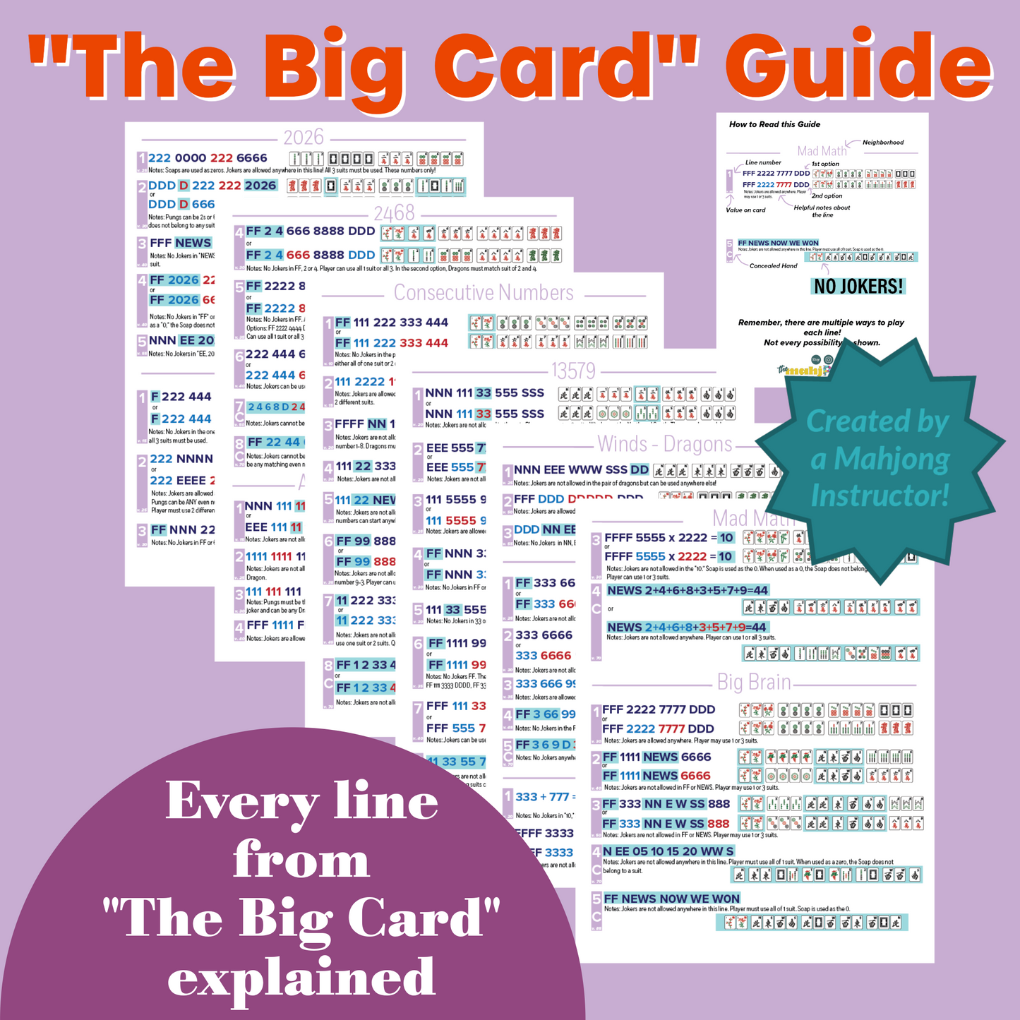 The Big Card - Guide for Mahjong Play (not the NMJL card!)