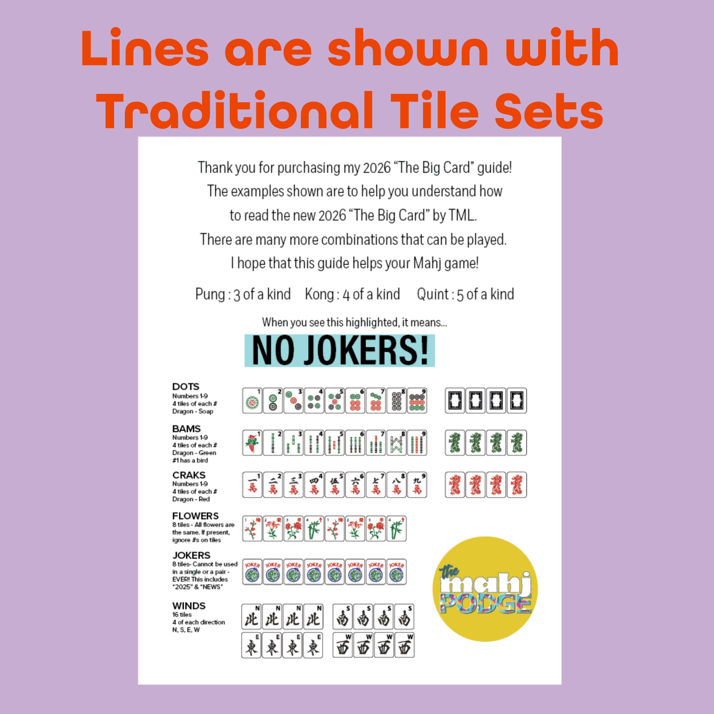 The Big Card - Guide for Mahjong Play (not the NMJL card!)