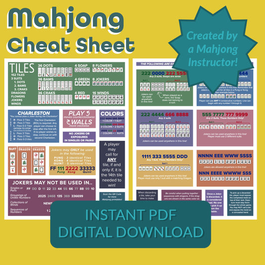 American Mahjong Cheat Sheet Instant Download
